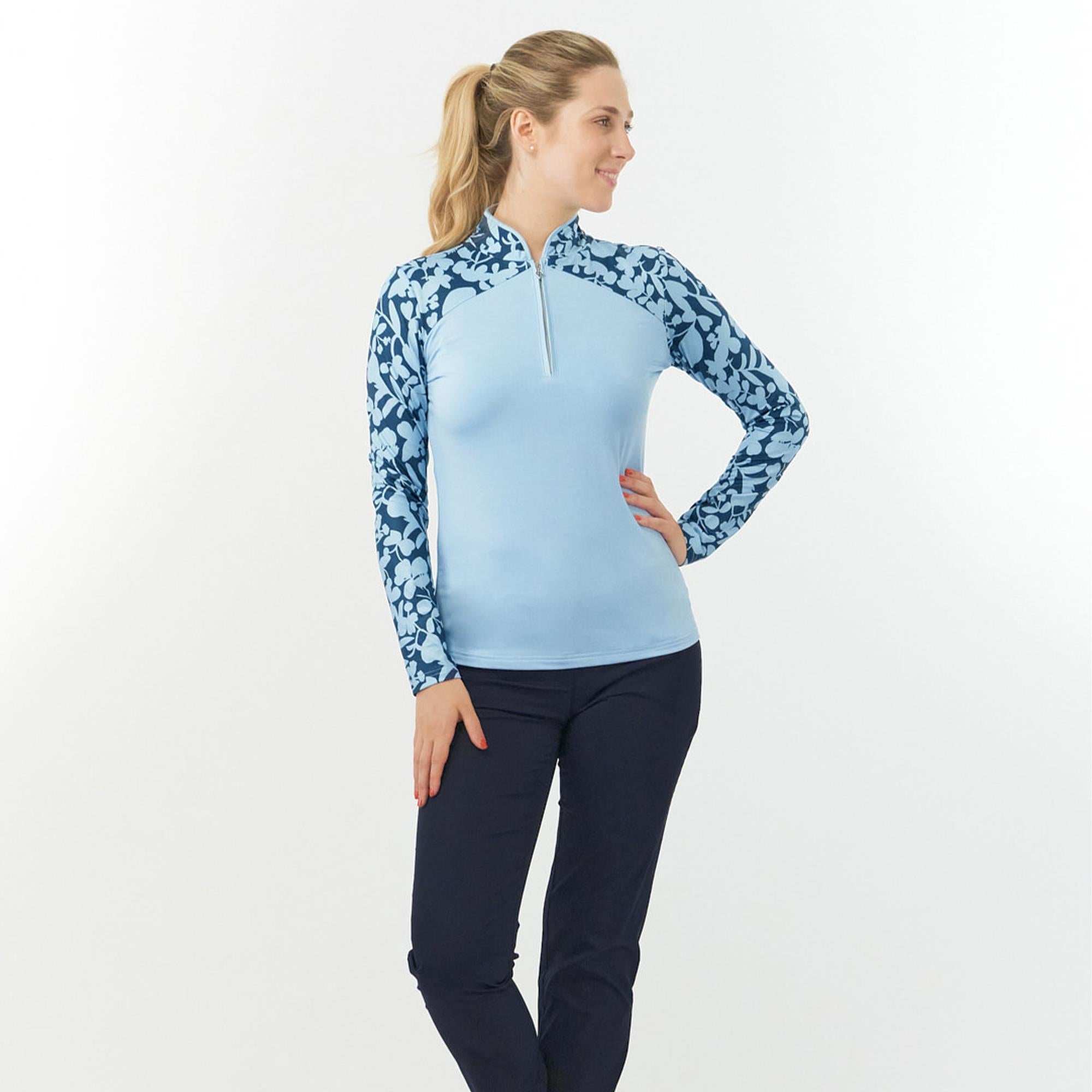 Pure Golf Maple Ladies Thermal Golf Polo Shirt Midnight Rose Inverted